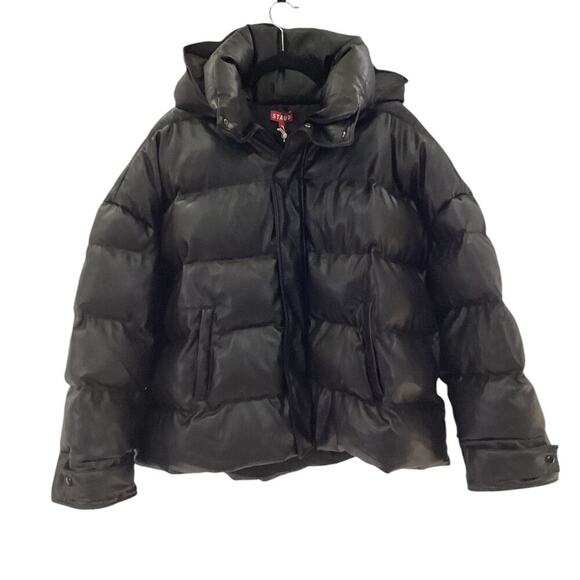 Staud Oversized Ace Coat Puffer Jacket With Hood Black Size Medium NWT Sold Out - Picture 2 of 15